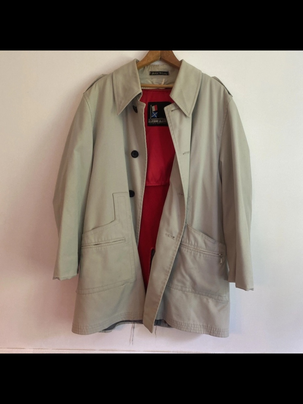 Men's Beige Trench Coat with Red Lining - Classic Casual Outerwear John Weitz